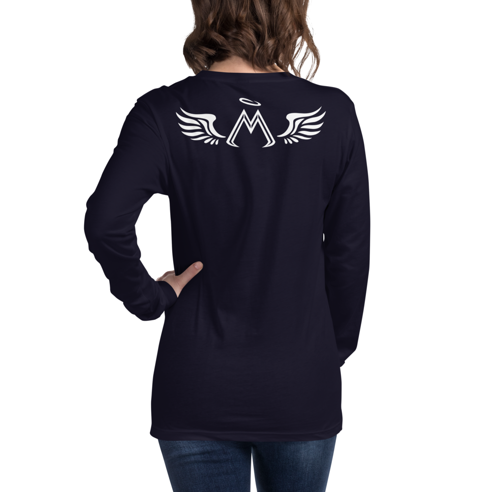 Navy Blue Long Sleeve Tee With White MM Iconic Logo