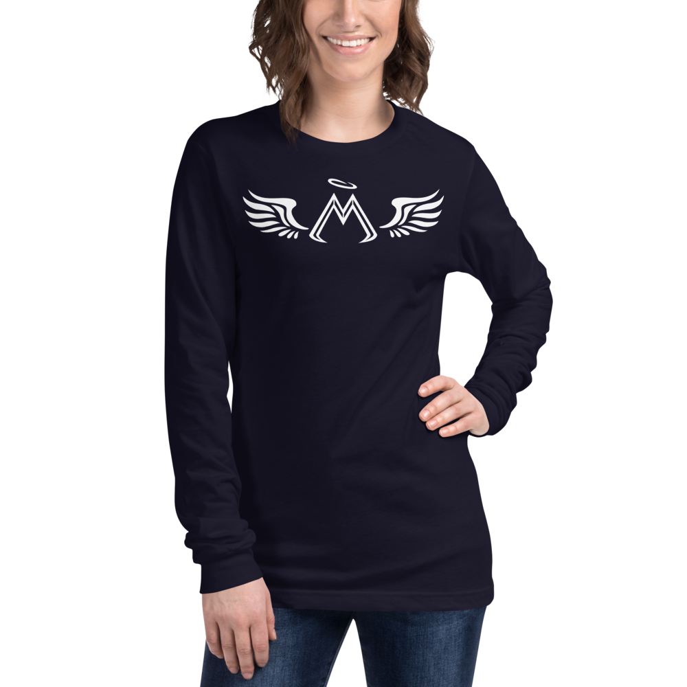 Navy Blue Long Sleeve Tee With White MM Iconic Logo