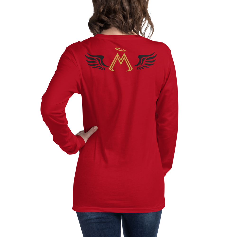 Red Long Sleeve Tee With Gold-Black MM Iconic Logo