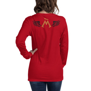 Red Long Sleeve Tee With Gold-Black MM Iconic Logo