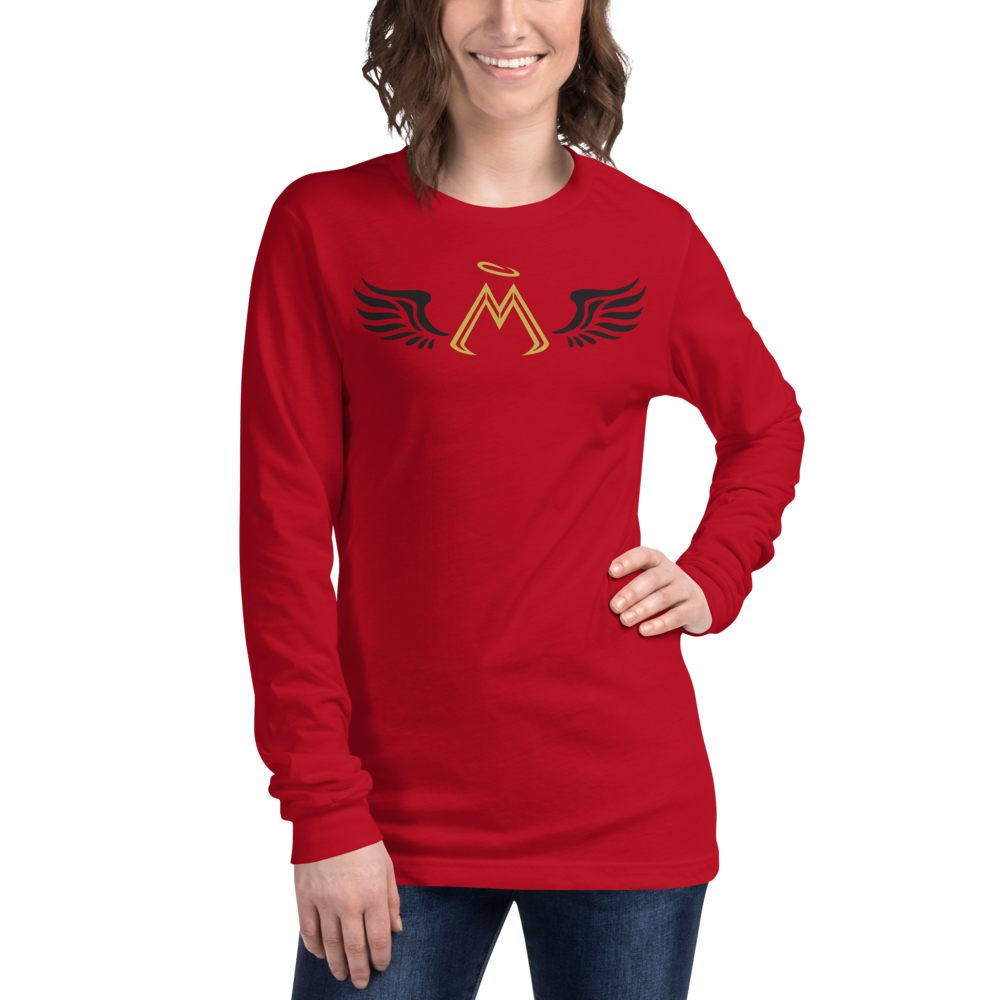 Red Long Sleeve Tee With Gold-Black MM Iconic Logo