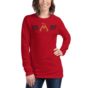 Red Long Sleeve Tee With Gold-Black MM Iconic Logo
