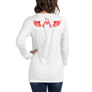 White Long Sleeve Tee With Red MM Iconic Logo