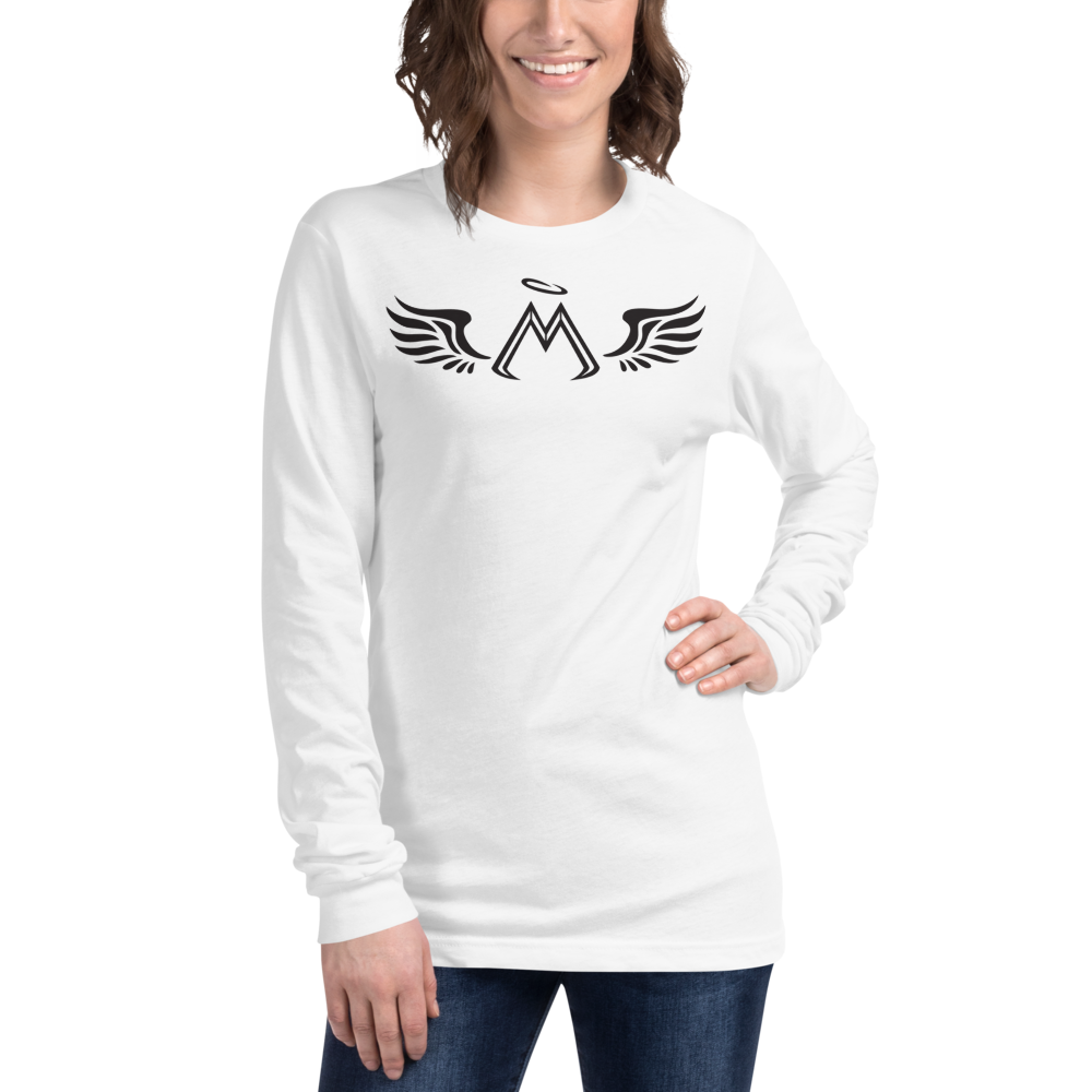 White Long Sleeve Tee With Black MM Iconic Logo
