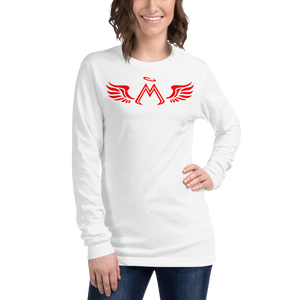 White Long Sleeve Tee With Red MM Iconic Logo
