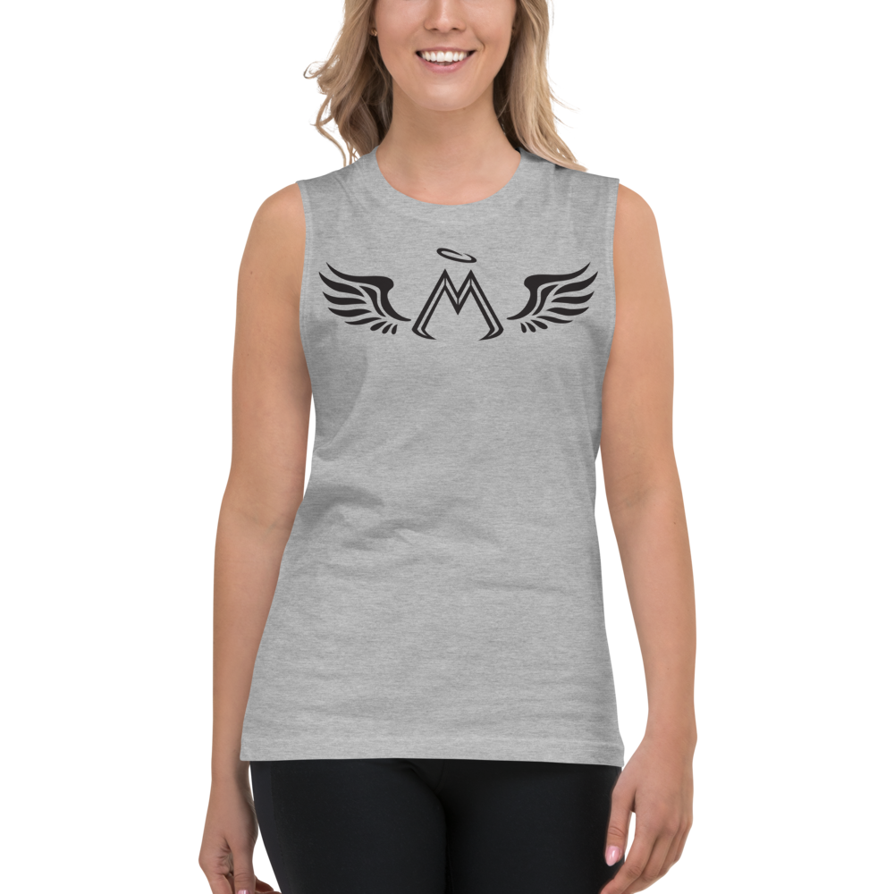 Athletic Heather Muscle Shirt With Black MM Iconic Logo