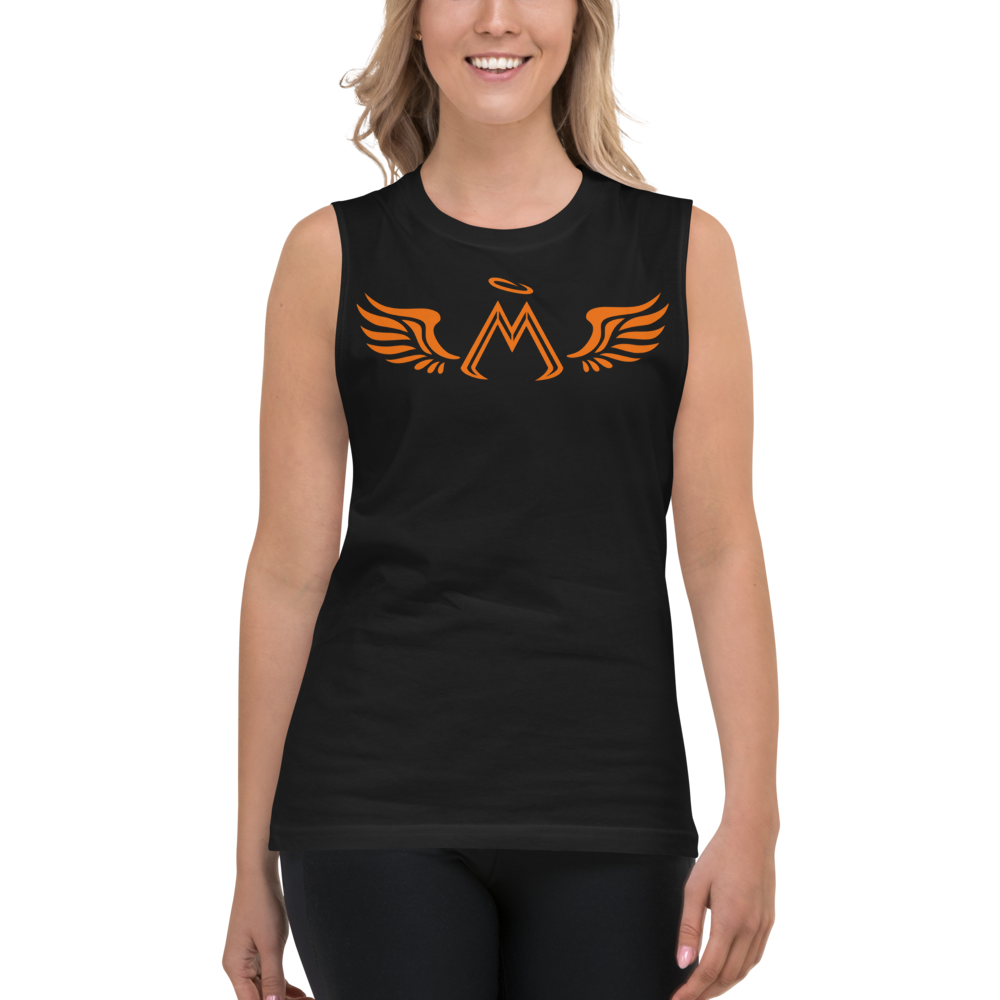 Black Muscle Shirt With Orange MM Iconic Logo
