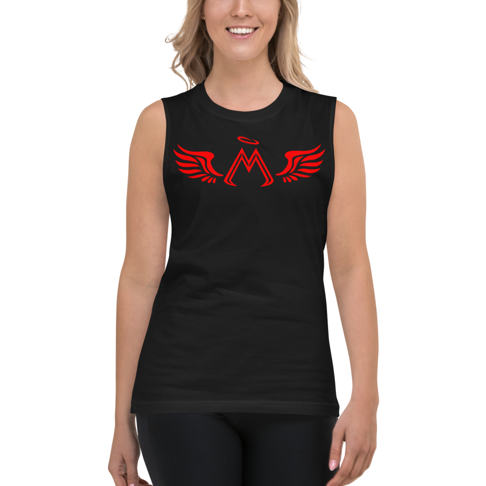 Black Muscle Shirt With Red MM Iconic Logo