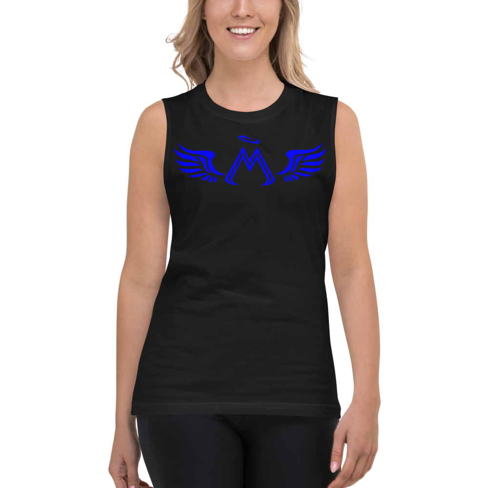Black Muscle Shirt With Blue MM Iconic Logo