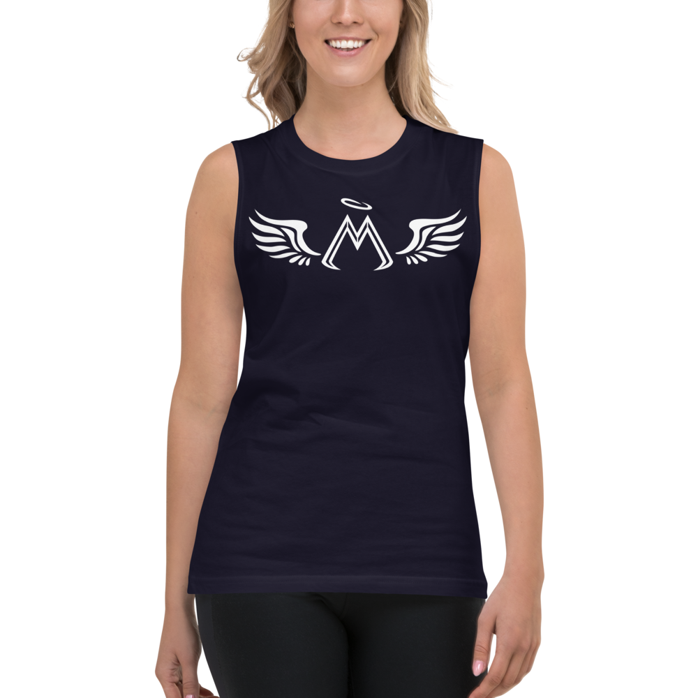 Navy Muscle Shirt With White MM Iconic Logo