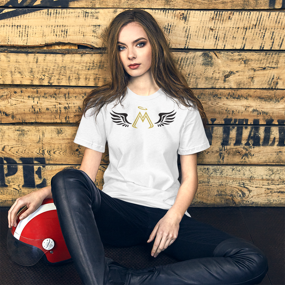 White Short Sleeve T-Shirt With Gold-Black MM Iconic Logo