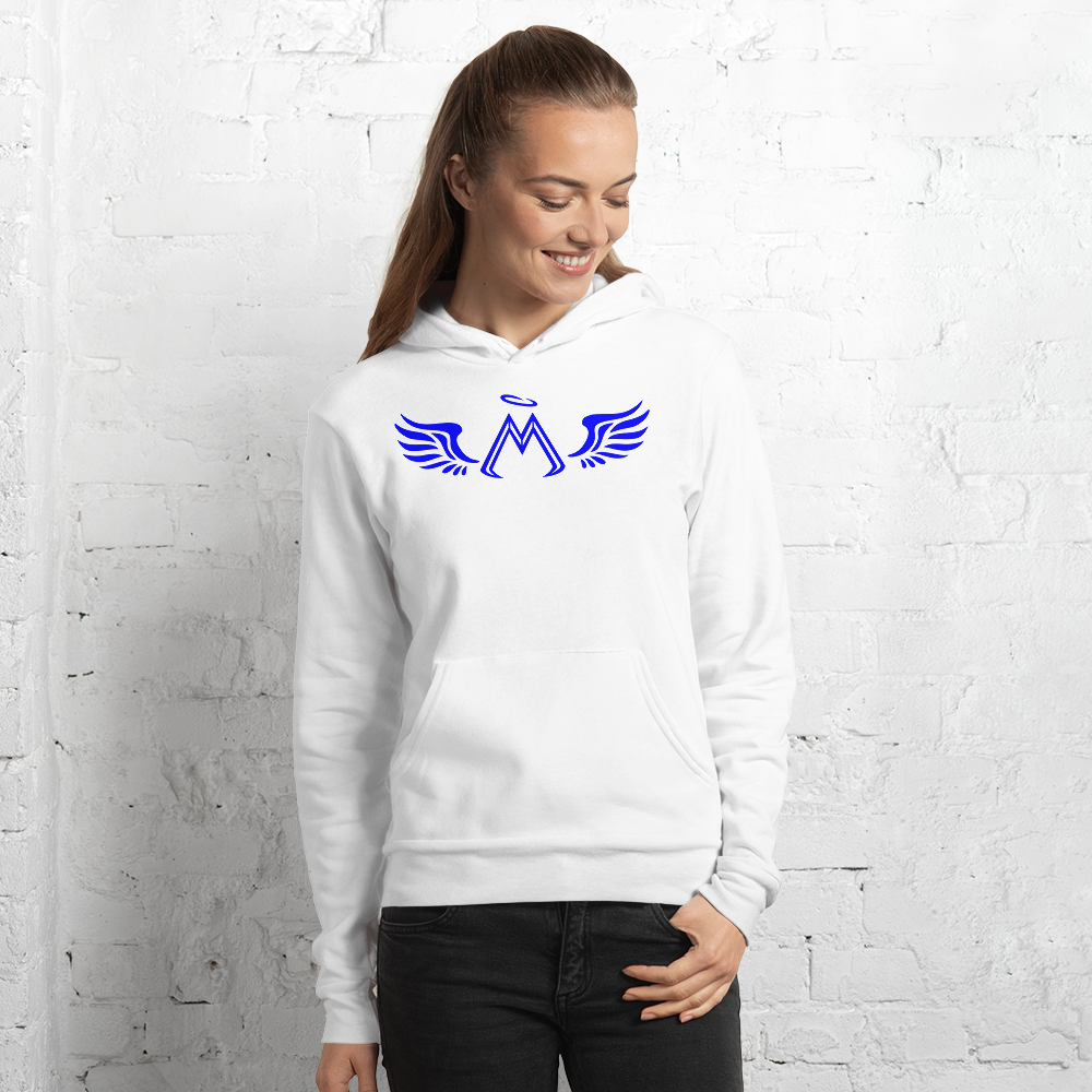 White Hoodie With Blue MM Iconic Logo