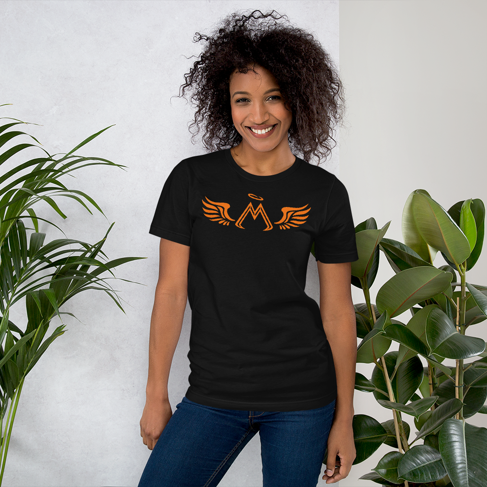 Black Short Sleeve T-Shirt With Orange MM Iconic Logo