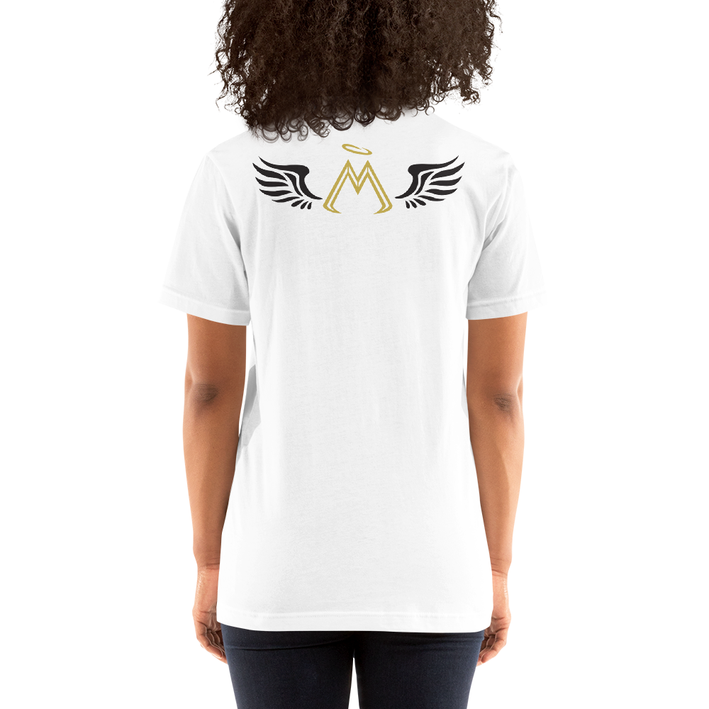 White Short Sleeve T-Shirt With Gold-Black MM Iconic Logo