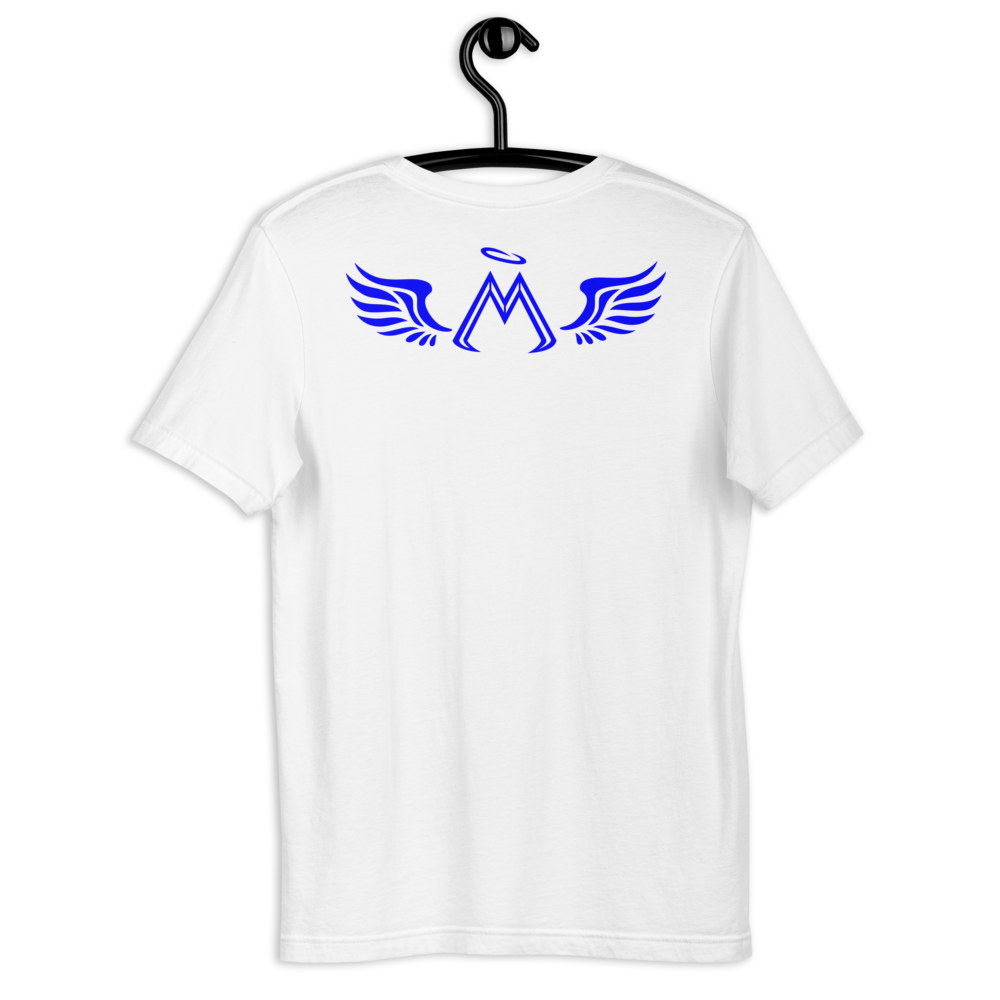 White Short Sleeve T-Shirt With Blue MM Iconic Logo