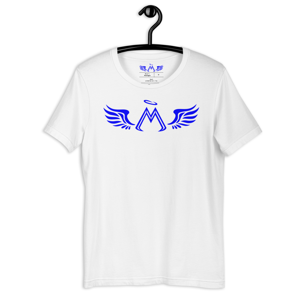 White Short Sleeve T-Shirt With Blue MM Iconic Logo
