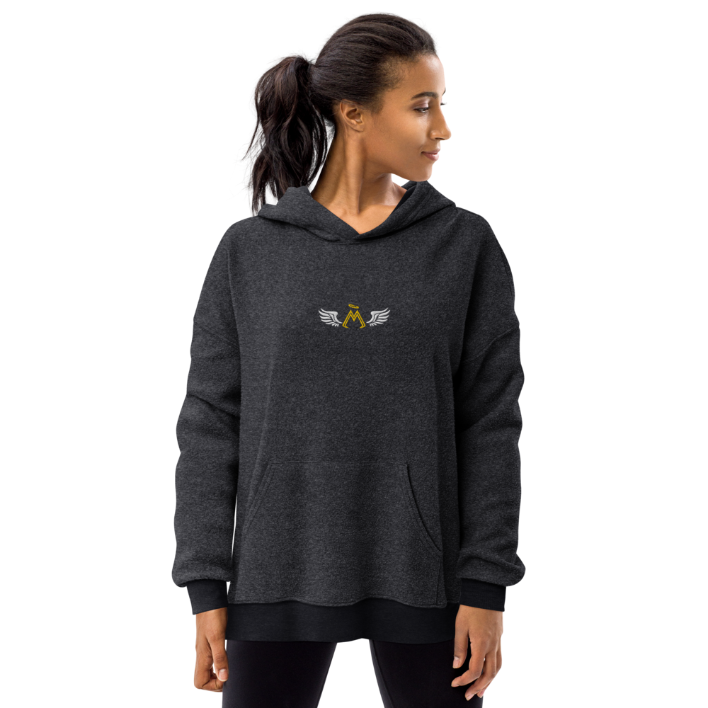 Black Heather Sueded Fleece Hoodie With Embroidered Classic MM Iconic Logo
