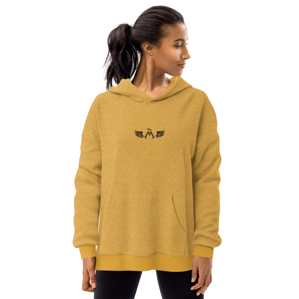 Heather Mustard Sueded Fleece Hoodie With Embroidered Black MM Iconic Logo