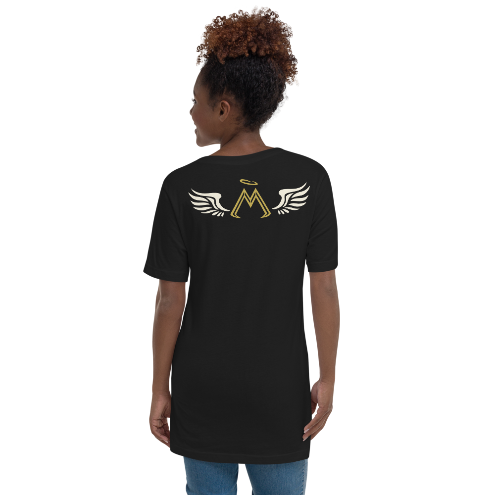 Unisex Black Short Sleeve V-Neck T-Shirt With Classic MM Iconic Logo
