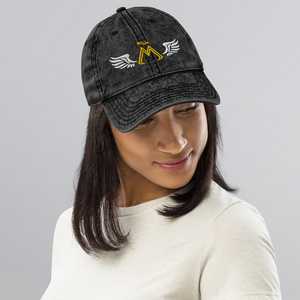 Black Vintage Cotton Dad Hat With Embroidered Classic MM Iconic Logo