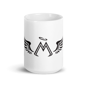 White Glossy Mug With Black MM Iconic Logo