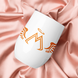 White Stainless Steel Wine Tumbler With Orange MM Iconic Logo