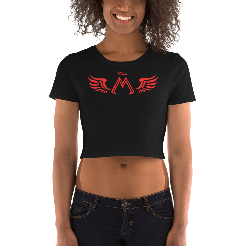 Black Crop Top With Red MM Iconic Logo