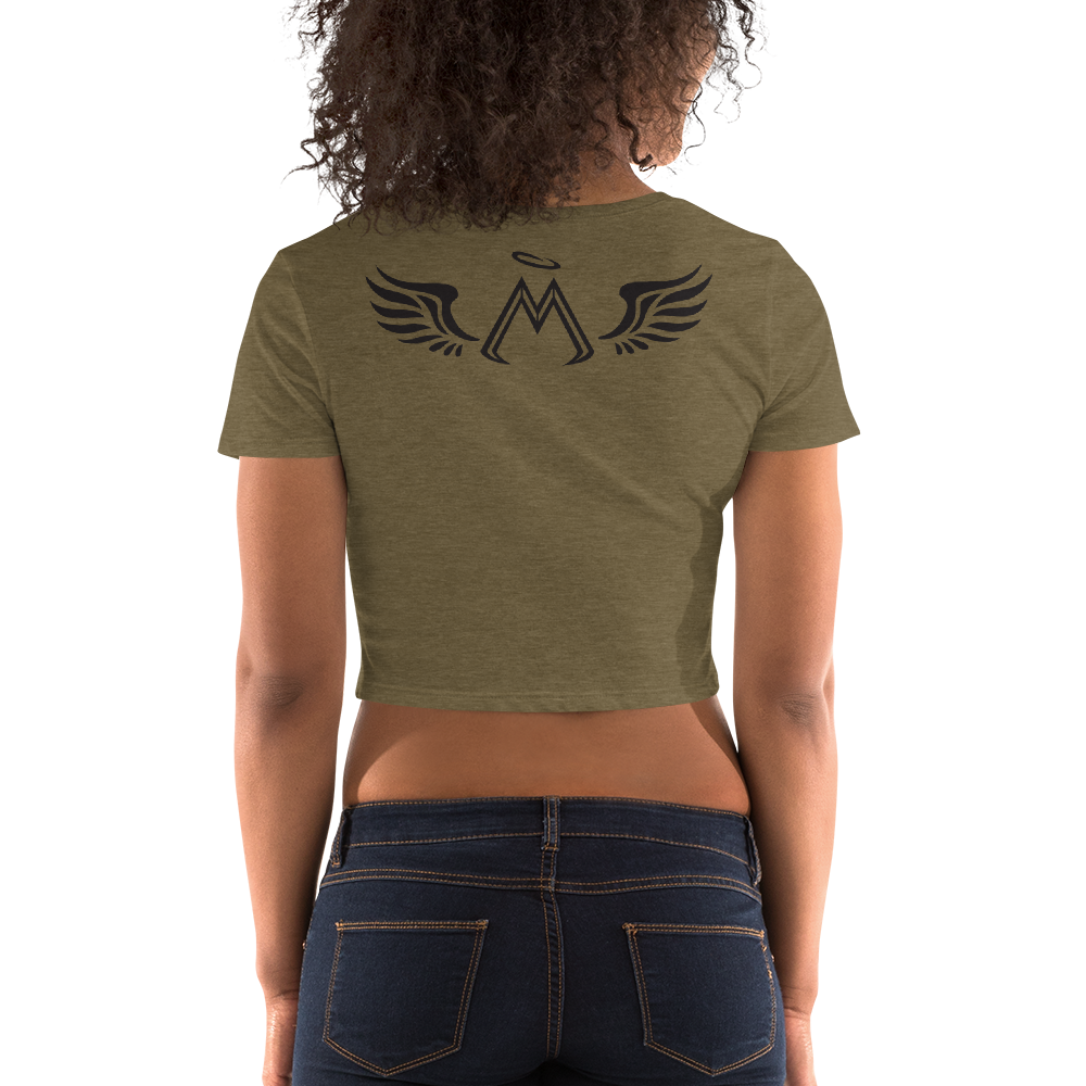 Heather Olive Crop Top With Black MM Iconic Logo