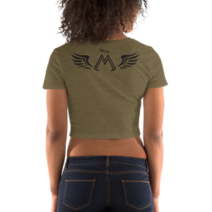 Heather Olive Crop Top With Black MM Iconic Logo