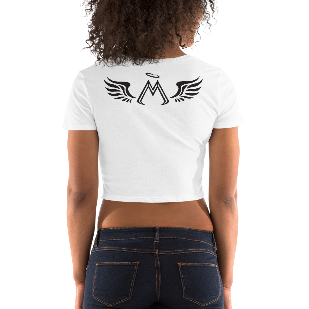 White Crop Top With Black MM Iconic Logo