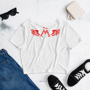 White Crop Top With Red MM Iconic Logo