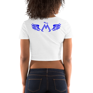 White Crop Top With Blue MM Iconic Logo