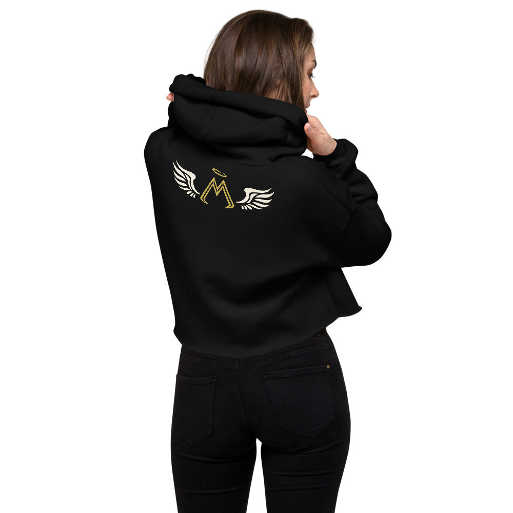 Black Crop Hoodie With Classic MM Iconic Logo