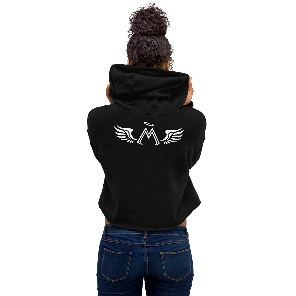 Black Crop Hoodie With White MM Iconic Logo