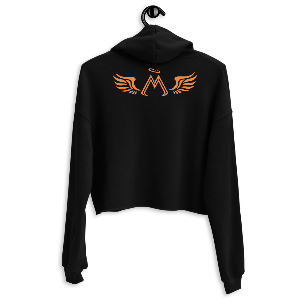 Black Crop Hoodie With Orange MM Iconic Logo