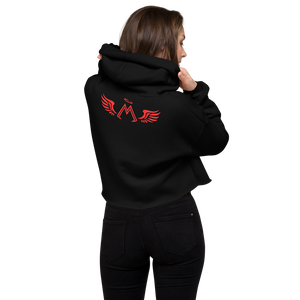 Black Crop Hoodie With Red MM Iconic Logo