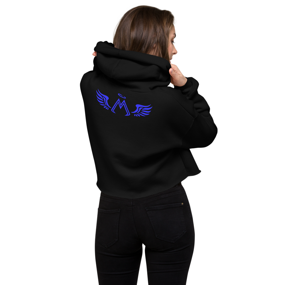 Black Crop Hoodie With Blue MM Iconic Logo