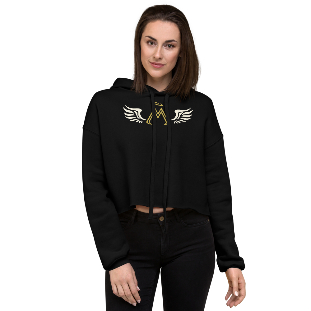 Black Crop Hoodie With Classic MM Iconic Logo