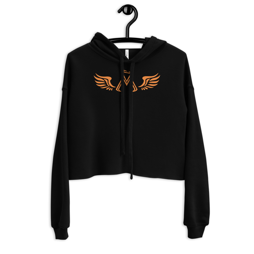 Black Crop Hoodie With Orange MM Iconic Logo