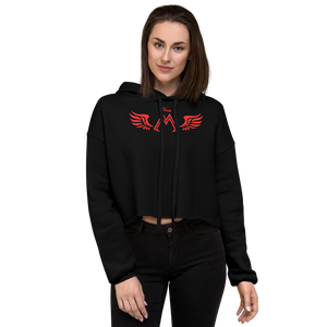 Black Crop Hoodie With Red MM Iconic Logo