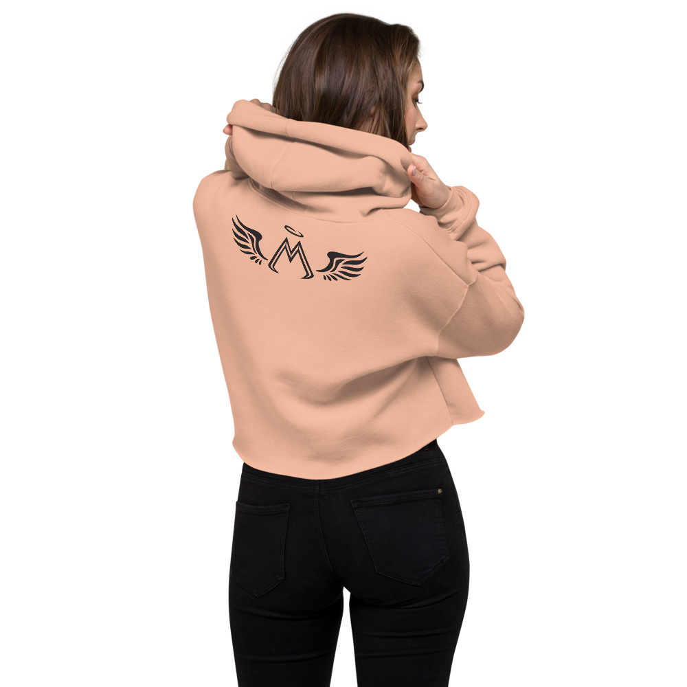 Peach Crop Hoodie With Black MM Iconic Logo