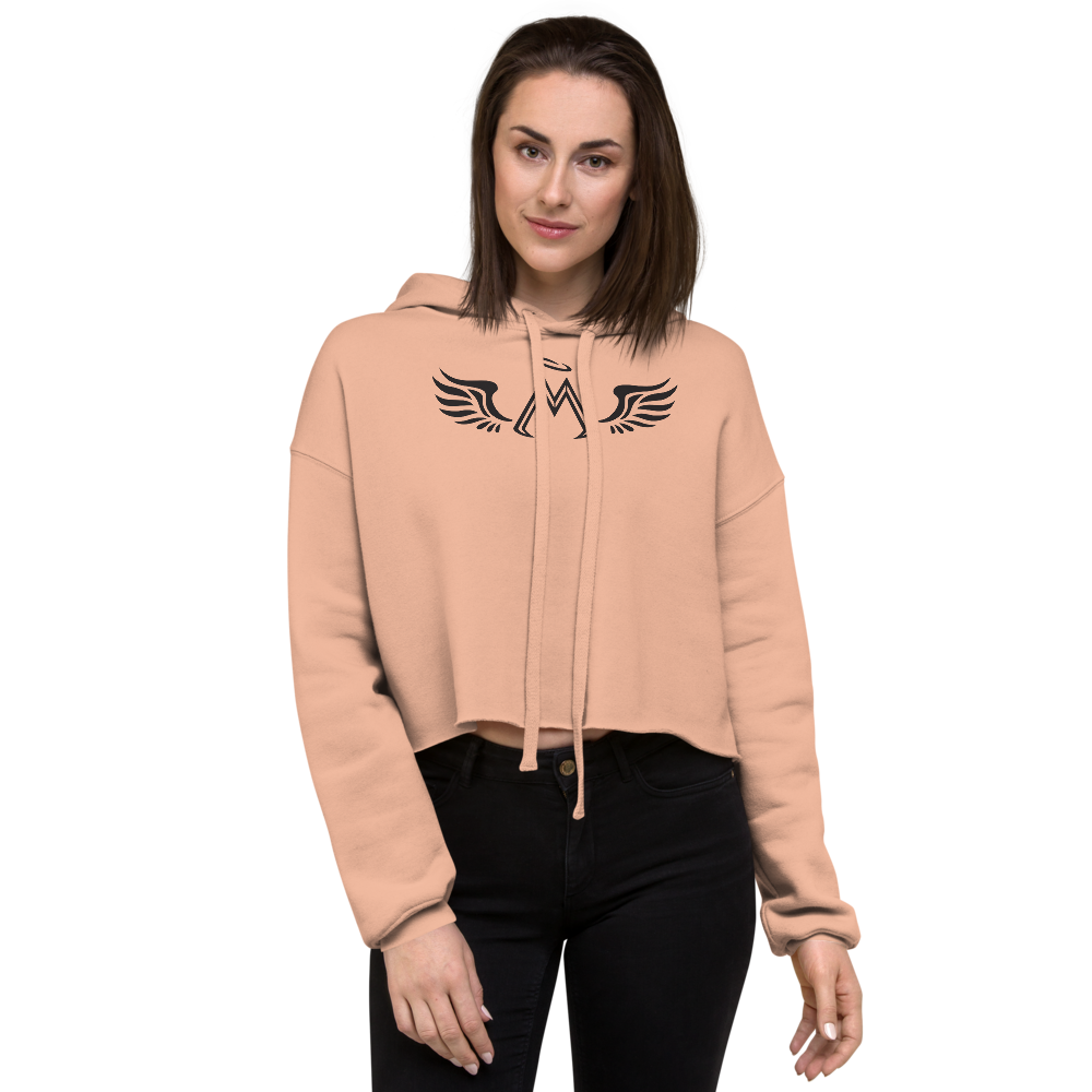 Peach Crop Hoodie With Black MM Iconic Logo