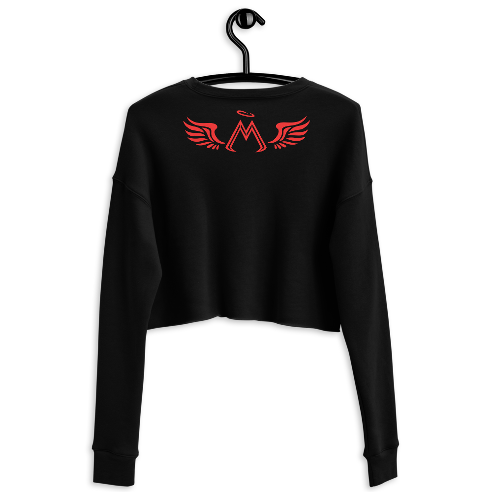 Black Crop Sweatshirt With Red MM Iconic Logo