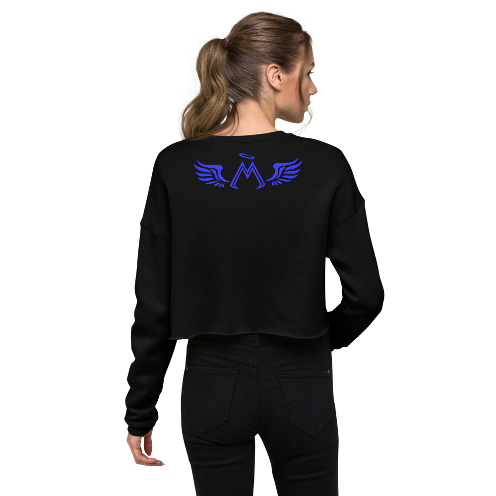 Black Crop Sweatshirt With Blue MM Iconic Logo