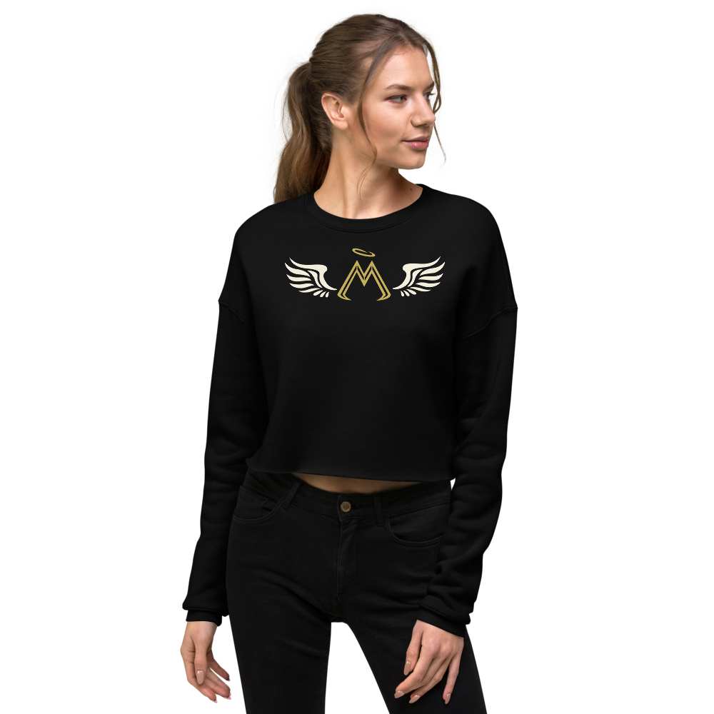 Black Crop Sweatshirt With Classic MM Iconic Logo