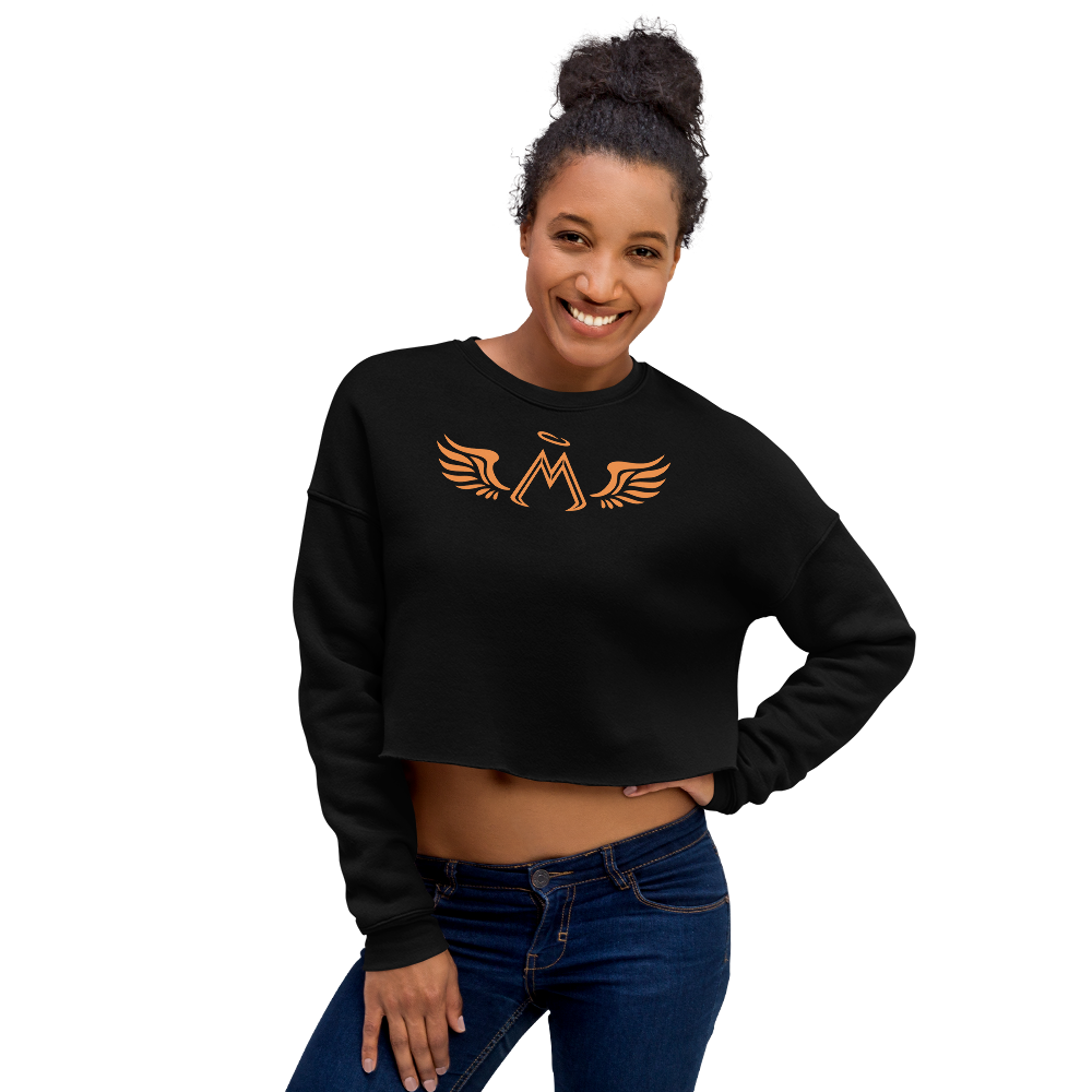Black Crop Sweatshirt With Orange MM Iconic Logo