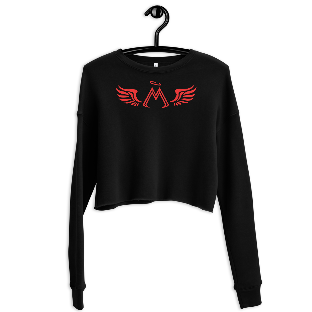 Black Crop Sweatshirt With Red MM Iconic Logo