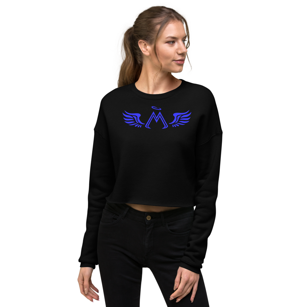 Black Crop Sweatshirt With Blue MM Iconic Logo