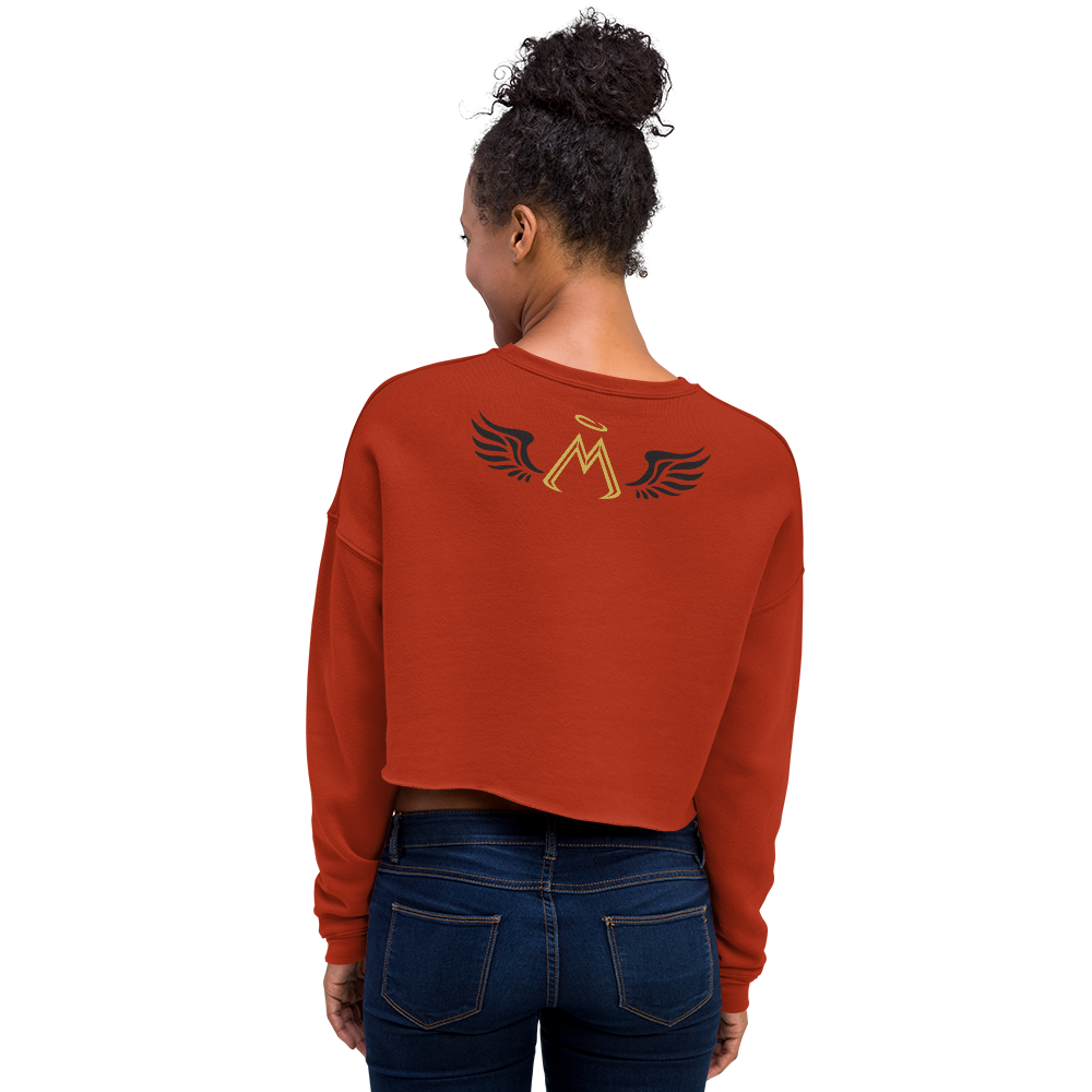 Brick Red Crop Sweatshirt With Gold-Black MM Iconic Logo