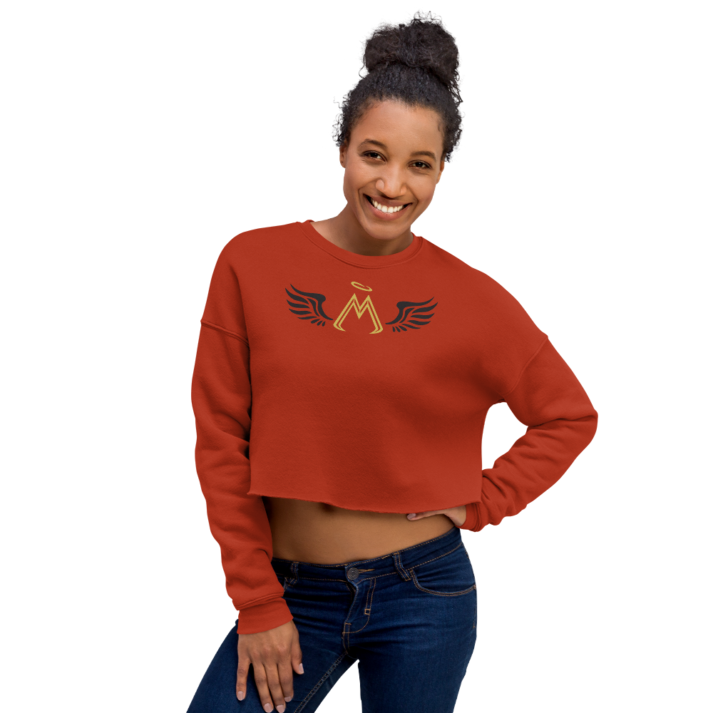 Brick Red Crop Sweatshirt With Gold-Black MM Iconic Logo
